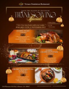 “Bandejas de comida para Thanksgiving – Versace Dominican Restaurant en Lilburn”